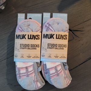 Bundle MUK LUKS Women's Studio Ballerina Cotton Low-Cut Socks CrissCross Sz 6-10